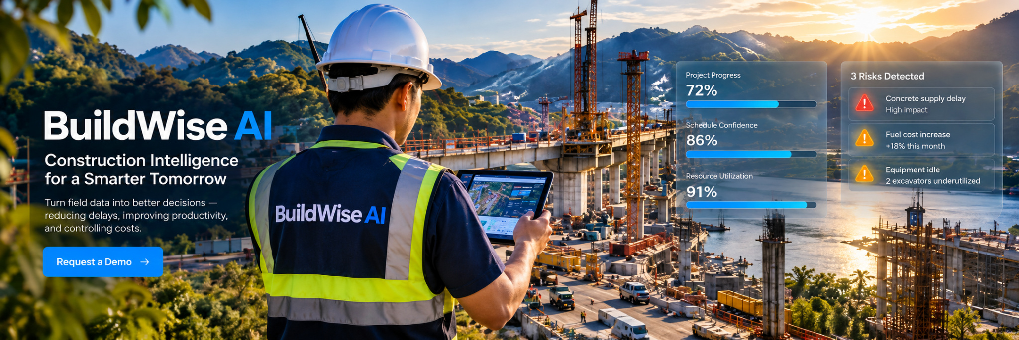 BuildWise AI construction intelligence at an active infrastructure site